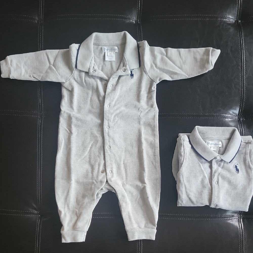Ralph Lauren Light Gray Kids Footie